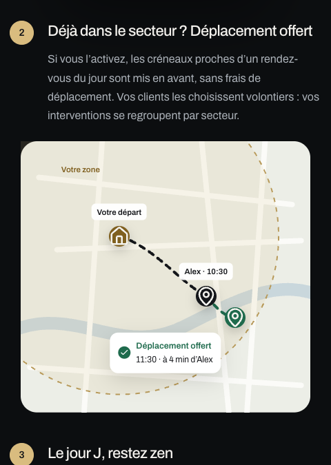 Site GetAllDone sur mobile : déplacement offert pour un rendez-vous proche