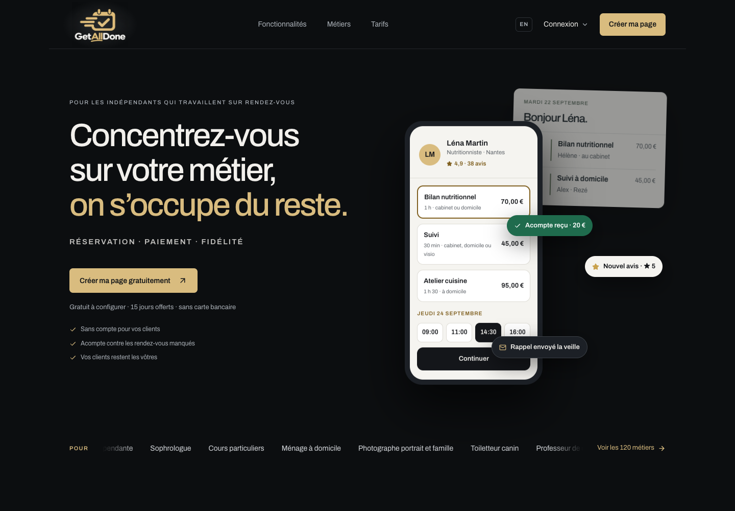 Page d’accueil du site GetAllDone